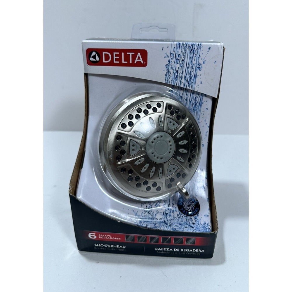 Delta 6 Spray 4.38 in. Fixed Shower Head in Brushed Nickel Finish 75641SN